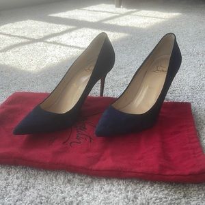 Louboutin Dark blue suede Size 38 85 mm (3”) Heels